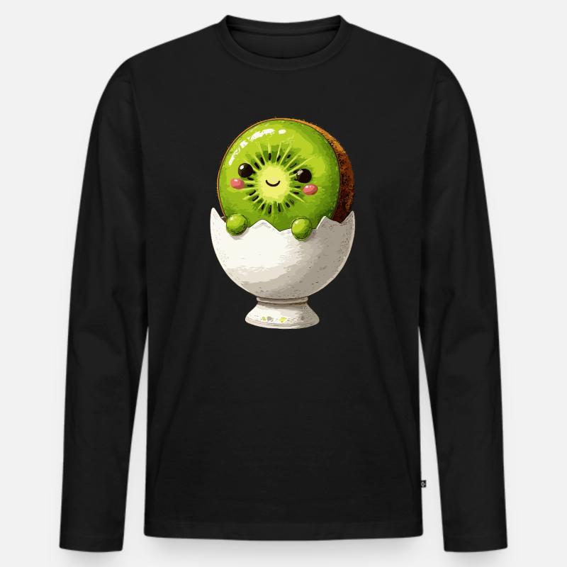 Kiwifruit in eggshell smile - Men's Premium Organic Long Sleeve Shirt - black