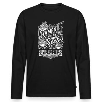 Ramen pour l’âme - T-shirt manches longues Premium bio Homme - noir - Devant - Nico (187cm)