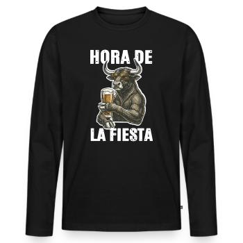 Spruch Stier Party - Männer Premium Bio Langarmshirt - Schwarz - Vorne - Nico (187cm)