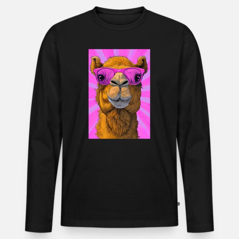 Kamel - Männer Premium Bio Langarmshirt - Schwarz