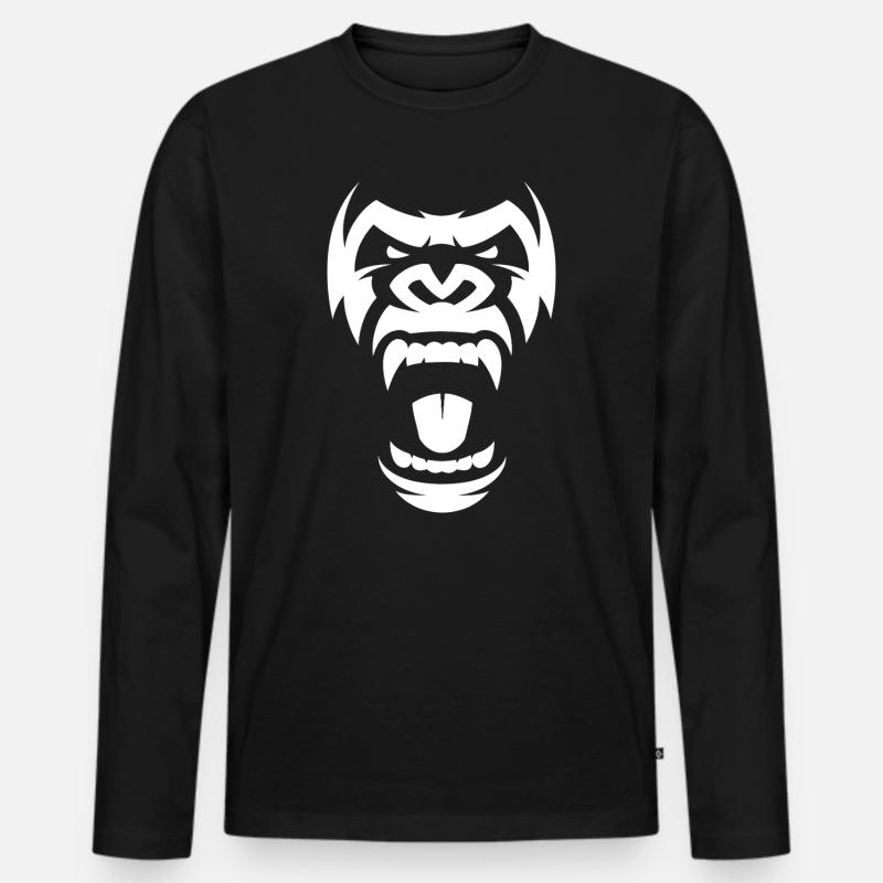 Aggressive Gorilla-Silhouette - Männer Premium Bio Langarmshirt - Schwarz