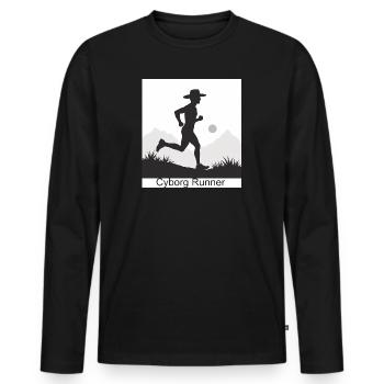 Cyborg Runner - Männer Premium Bio Langarmshirt - Schwarz - Vorne - Nico (187cm)