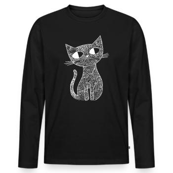 Cat Sketch - Men's Premium Organic Long Sleeve Shirt - black - Front - Nico (187cm)