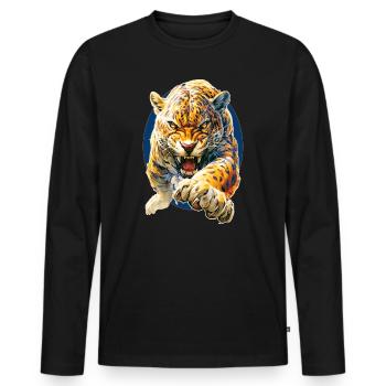 Leopard - Männer Premium Bio Langarmshirt - Schwarz - Vorne - Nico (187cm)