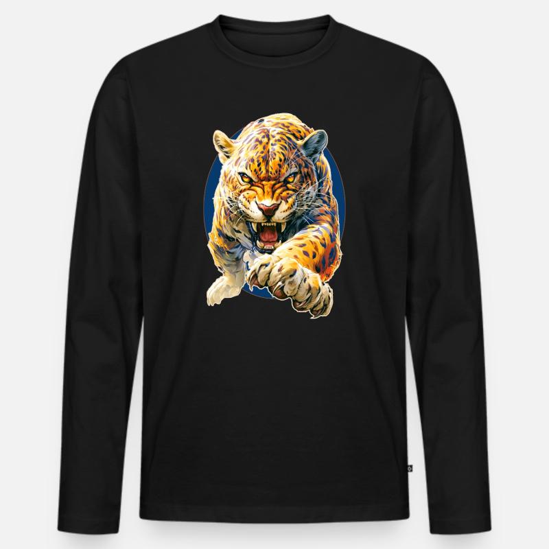 Leopard - Männer Premium Bio Langarmshirt - Schwarz