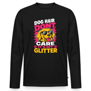 Dog Hair Don't Care Glitter Dog Lover - Men's Premium Organic Long Sleeve Shirt - black - Front - Nico (187cm)