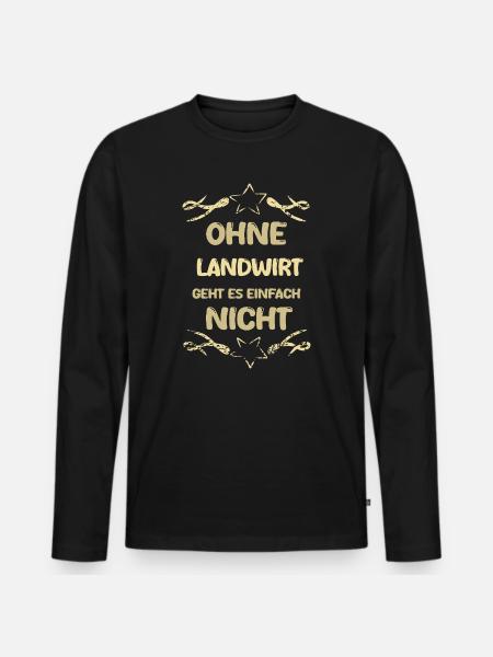 Landwirt als Spruch - Männer Premium Bio Langarmshirt - Schwarz