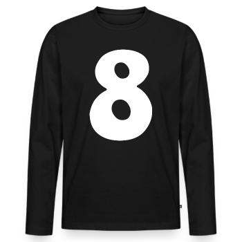 Huit : Chiffre minimaliste 8 | Huitième - T-shirt manches longues Premium bio Homme - noir - Devant - Nico (187cm)
