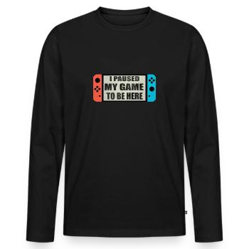 Changer la joie, j'ai suspendu mon jeu - T-shirt manches longues Premium bio Homme - noir - Devant - Nico (187cm)