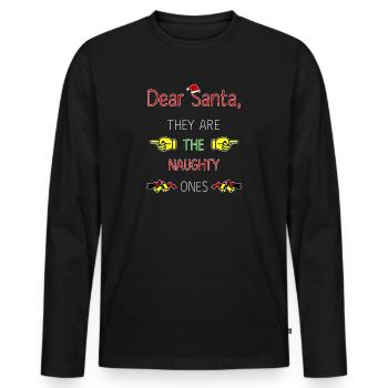 Cher Père Noël, ils sont coquins drôles de Noël - T-shirt manches longues Premium bio Homme - noir - Devant - Nico (187cm)