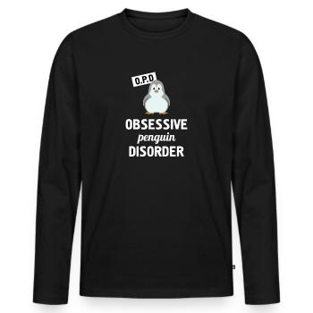 Trouble obsessionnel du pingouin T-shirt drôle de pingouin - T-shirt manches longues Premium bio Homme - noir - Devant - Nico (187cm)