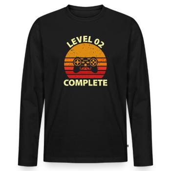 Level 2 Complete Vintage Tee Celebrate 2nd Wed - T-shirt manches longues Premium bio Homme - noir - Devant - Nico (187cm)