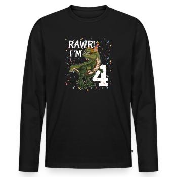 Kinder Rawr I'm 4 4. Geburtstag Dinosaurier Shirts Boys - Männer Premium Bio Langarmshirt - Schwarz - Vorne - Nico (187cm)