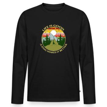 Das Leben ist gut, was ein Hund macht - Männer Premium Bio Langarmshirt - Schwarz - Vorne - Nico (187cm)