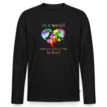 Coeur dans un monde où vous pouvez être en tee - T-shirt manches longues Premium bio Homme - noir - Devant - Nico (187cm)