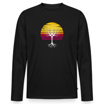 Retro Sun Tree Arbor Day - Men's Premium Organic Long Sleeve Shirt - black - Front - Nico (187cm)