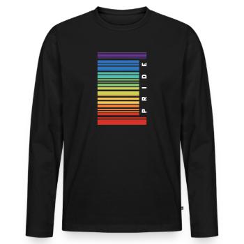 Code à barres Gay Pride LGBT Lesbian Bisexual Flag - T-shirt manches longues Premium bio Homme - noir - Devant - Nico (187cm)