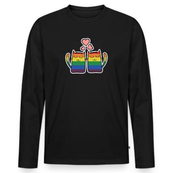 Cat Gay Pride Merch - Männer Premium Bio Langarmshirt - Schwarz - Vorne - Nico (187cm)
