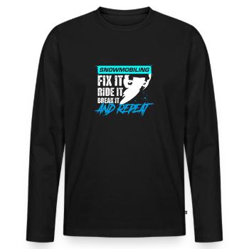 Snowmobiling Fix it, ride it, Break it and repeat - Men's Premium Organic Long Sleeve Shirt - black - Front - Nico (187cm)