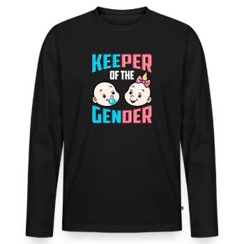 Keeper of the Gender Reveal Shirt Baby Announcemen - Männer Premium Bio Langarmshirt - Schwarz - Vorne - Nico (187cm)