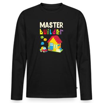 Cool Master Builder Funny Building Blocks Gift Dad - Men's Premium Organic Long Sleeve Shirt - black - Front - Nico (187cm)