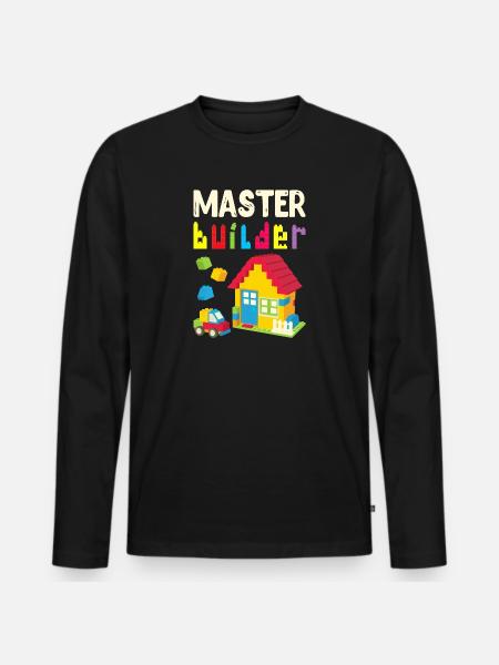 Cool Master Builder Funny byggesten Gave Far - Premium økologisk langærmet T-shirt til mænd - sort