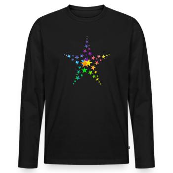 Étoiles étoiles colorées beaucoup d’étoiles - T-shirt manches longues Premium bio Homme - noir - Devant - Nico (187cm)