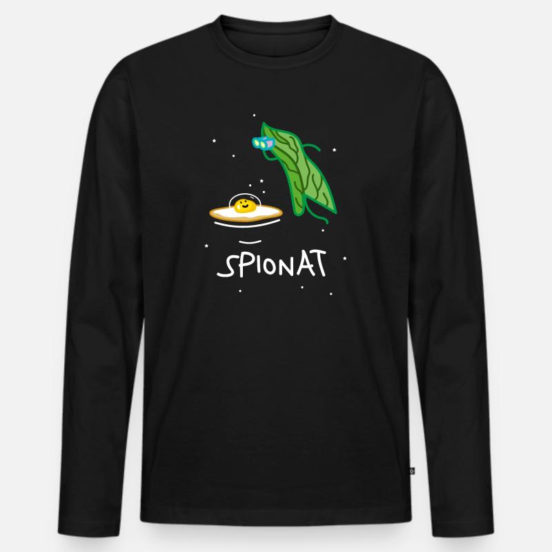 Spinat im Universum - Männer Premium Bio Langarmshirt - Schwarz