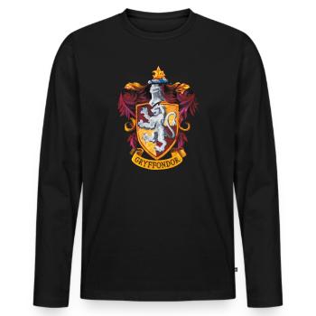 Harry Potter Emblem Gryffindor Gemälde - Männer Premium Bio Langarmshirt - Schwarz - Vorne - Nico (187cm)