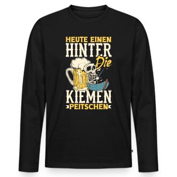 Heute einen hinter die Kiemen peitschen Bier - Männer Premium Bio Langarmshirt - Schwarz - Vorne - Nico (187cm)
