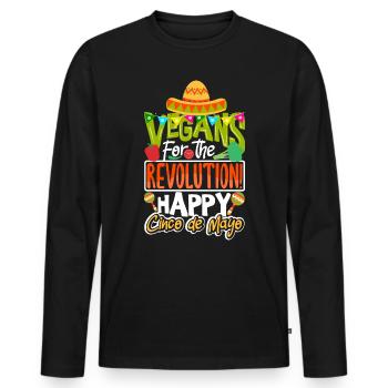 Vegan happy Cinco de Mayo! - Men's Premium Organic Long Sleeve Shirt - black - Front - Nico (187cm)