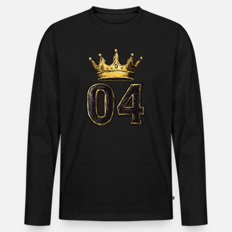 4 Zahl Krone - Männer Premium Bio Langarmshirt - Schwarz