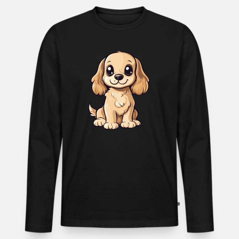 Cocker Spaniel Hund Niedlich - Männer Premium Bio Langarmshirt - Schwarz