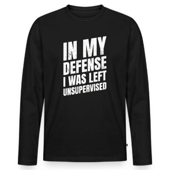 IN MY DEFENSE T Shirt - Men's Premium Organic Long Sleeve Shirt - black - Front - Nico (187cm)