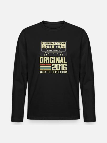 8. Jubiläumsgeschenk im Retro-Stil 2016 - Männer Premium Bio Langarmshirt - Schwarz