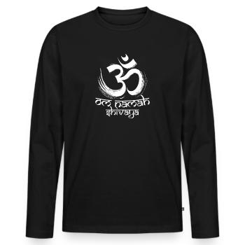 Om Logo Namah Shivaya Mantra Meditation Yoga - Men's Premium Organic Long Sleeve Shirt - black - Front - Nico (187cm)