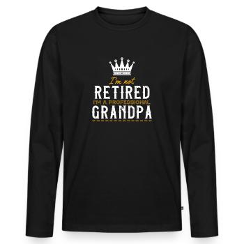 I'm Not Retired I'm A Professional Grandpa - Men's Premium Organic Long Sleeve Shirt - black - Front - Nico (187cm)