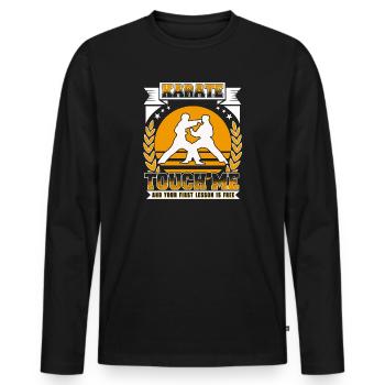 Cadeau de sport - Leçon sans karaté - T-shirt manches longues Premium bio Homme - noir - Devant - Nico (187cm)