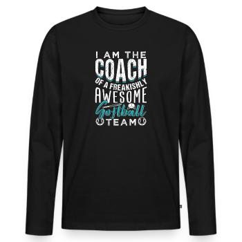 Softball Coach Sports Gift - Men's Premium Organic Long Sleeve Shirt - black - Front - Nico (187cm)