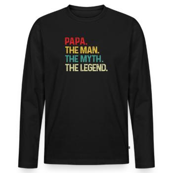 Papa l'homme le mythe la légende - T-shirt manches longues Premium bio Homme - noir - Devant - Nico (187cm)