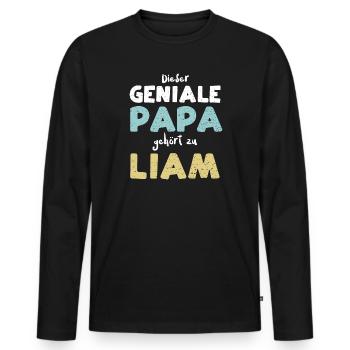 Dieser Geniale Papa Gehört Zu Liam - Männer Premium Bio Langarmshirt - Schwarz - Vorne - Nico (187cm)