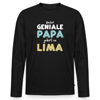 Dieser Geniale Papa Gehört Zu Lima - Männer Premium Bio Langarmshirt - Schwarz - Vorne - Nico (187cm)