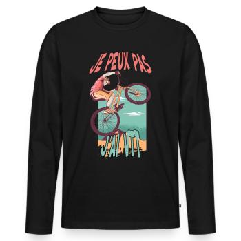 Je peux pas j'ai vtt - idée cadeau humoristique - T-shirt manches longues Premium bio Homme - noir - Devant - Nico (187cm)