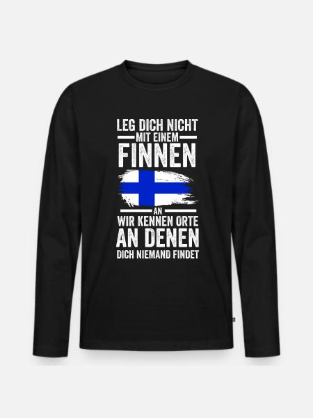 Finnland Finne Finnisches - Männer Premium Bio Langarmshirt - Schwarz