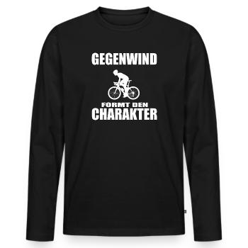 Fahrrad - Männer Premium Bio Langarmshirt - Schwarz - Vorne - Nico (187cm)