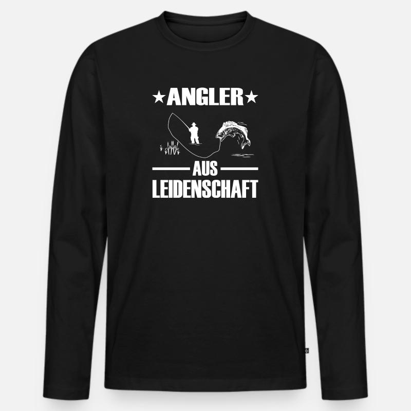 Angeln - Männer Premium Bio Langarmshirt - Schwarz
