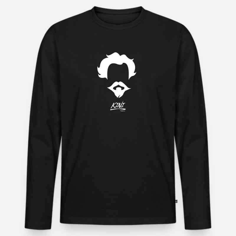 KINI WEISS - Männer Premium Bio Langarmshirt - Schwarz