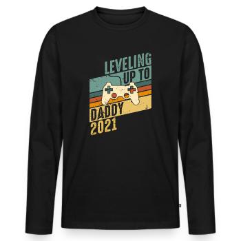Niveau jusqu'à père 2021 papa de jeu bébé enceinte - T-shirt manches longues Premium bio Homme - noir - Devant - Nico (187cm)