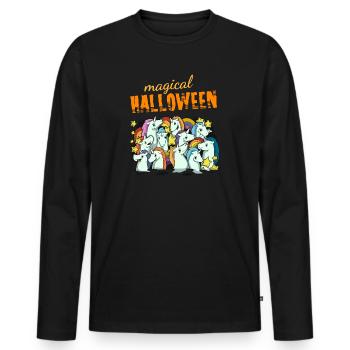 Magical Halloween Einhorn Party Kostüm - Männer Premium Bio Langarmshirt - Schwarz - Vorne - Nico (187cm)