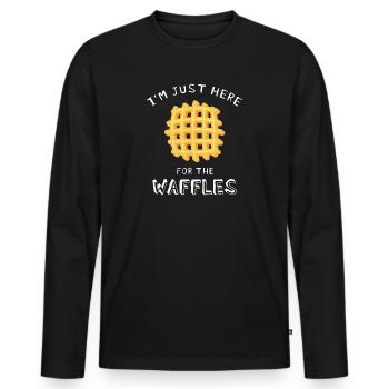 Je suis juste là pour les gaufres gaufres Foodie - T-shirt manches longues Premium bio Homme - noir - Devant - Nico (187cm)